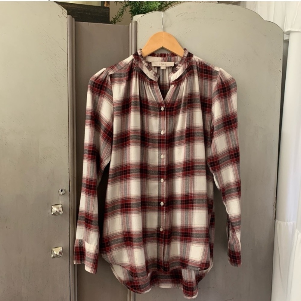 LOFT Plaid Button Down Flannel Shirt